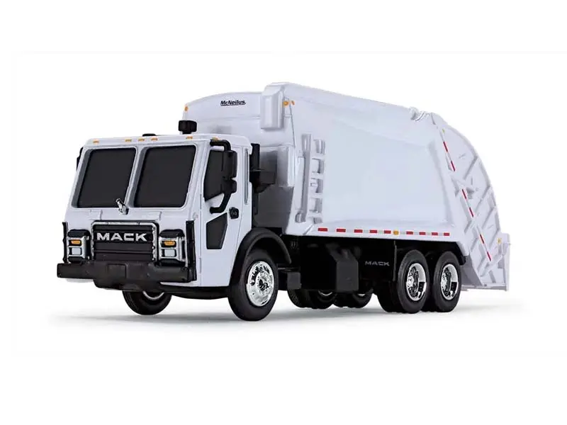 Mack Lr W/ Mcneilus Meridian Rear Loader - White Diecast 1:87 Scale Model Truck - First Gear 80-0351 1