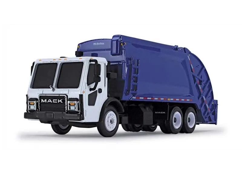 Mack Lr W/ Mcneilus Rear Loader - White/Blue Diecast 1:87 Ho Scale Model - First Gear 80-0352 1