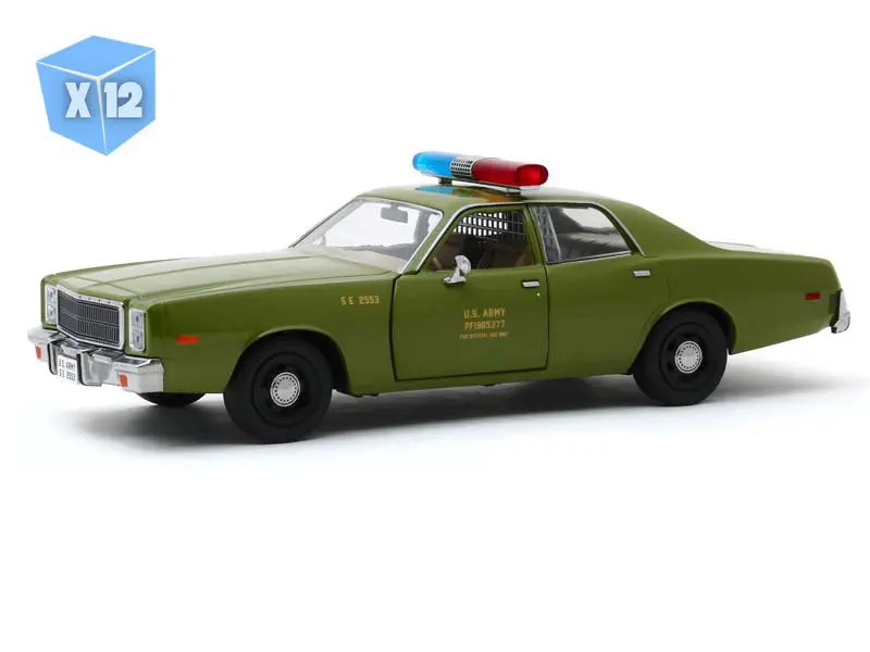 12 Pack 1977 Plymouth Fury U.S. Army Police – The A-Team (Hollywood Series 10) Diecast 1:24 Scale Model - Greenlight 84103 1