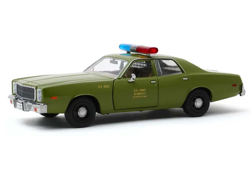 1977 Plymouth Fury U.S. Army Police – The A-Team (Hollywood Series 10) Diecast 1:24 Scale Model - Greenlight 84103 1