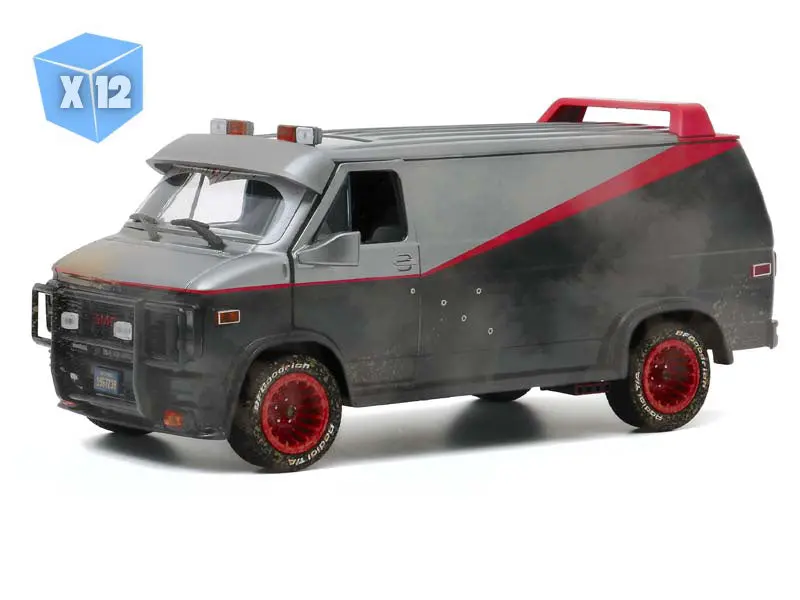 12 Pack 1983 Gmc Vandura Weathered Version W/ Bullet Holes - The A-Team (Hollywood Series 11) Diecast 1:24 Scale Model - Greenlight 84112 1