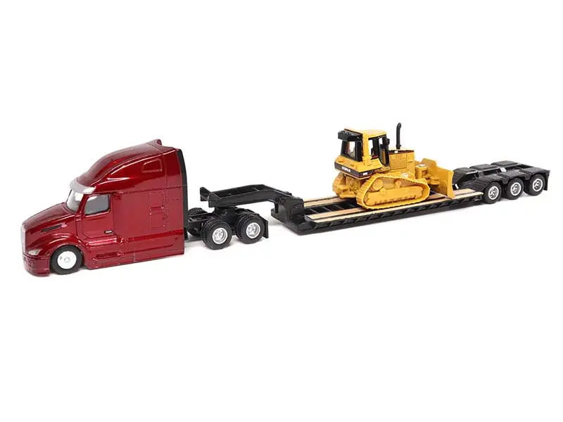 Peterbilt Model 579 Ultraloft Tandem Tractor W/ Lowboy Trailer And Cat D5m Dozer 1:87 Ho Scale Model - Diecast Masters 84419 1
