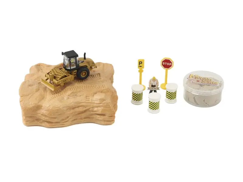 Cat Caterpillar Cs56 Padfoot Roller Earth Mover Playset Diecast 1:87 Scale Model - Diecast Masters 84555 1