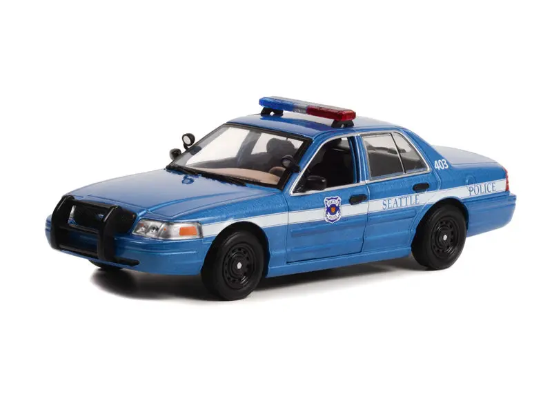 2001 Ford Crown Victoria Police Interceptor - Seattle Police Washington (Hot Pursuit) Series 7 Diecast 1:24 Scale Model - Greenlight 85571 1