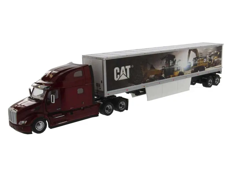 Peterbilt 579 Day Cab W/ Cat® Mural Trailer (Transport Series) 1:50 Scale Model - Diecast Masters 85665 1