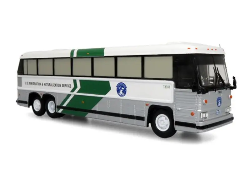 Mci Mc-12 Coach: U.S. Immigration & Naturalization Service Diecast 1:87 Scale Model - Iconic Replicas 87-0343 1