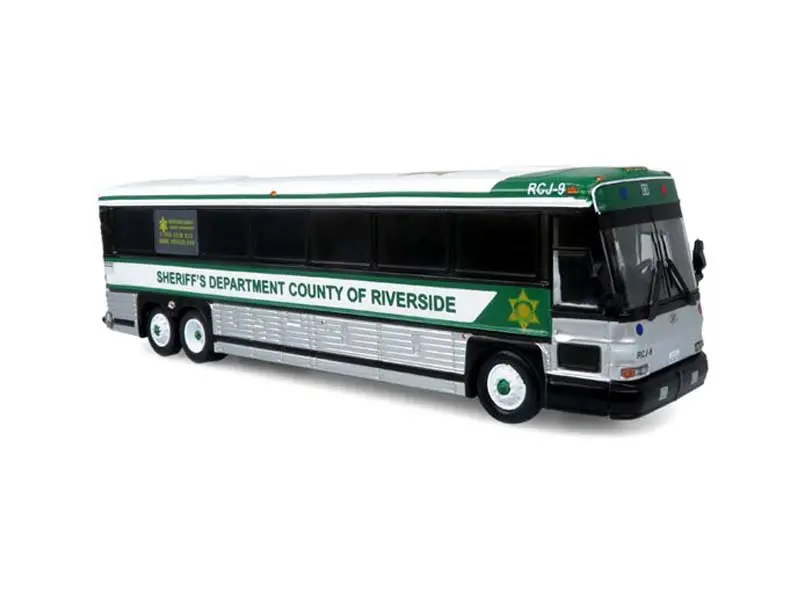 Mci D4000 Coach: Riverside County Sheriff Bus Diecast 1:87 Scale Model - Iconic Replicas 87-0482 1
