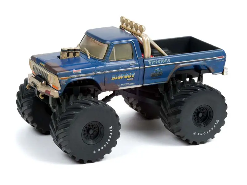 Pre-Order Bigfoot #1 - 1974 Ford F-250 Monster Truck W/ 66-Inch Tires Dirty Version (Kings Of Crunch) Diecast 1:43 Scale Model - Greenlight 88041 1