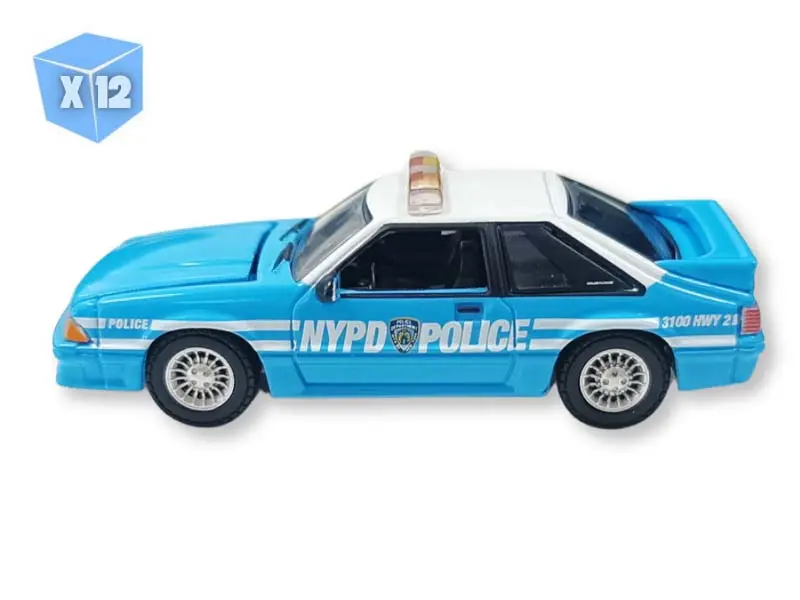 Pre-Order - 12 Pack 1987 Ford Mustang New York City Police Department (Nypd) Diecast 1:64 Scale Model - Greenlight 30527 1