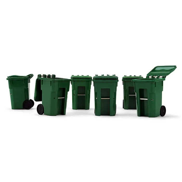 Green Trash Carts Set Of 6 Cans 1:34 Scale Model Accessories - First Gear 90-0519 1