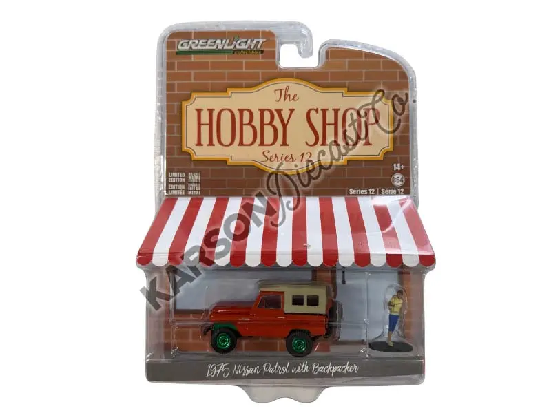 Chase 1975 Nissan Patrol W/ Backpacker (The Hobby Shop Series 12) Diecast 1:64 Scale Model - Greenlight 97120A 1