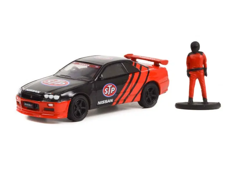 1999 Nissan Skyline (R34) W/ Race Car Driver - Stp (The Hobby Shop) Series 13 Diecast 1:64 Model - Greenlight 97130E 1