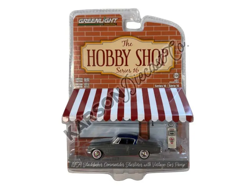 Raw Chase 1954 Studebaker Commander Starliner W/ Wayne 505 Gas Pump – Chevron Supreme (The Hobby Shop Series 16) Diecast 1:64 Scale Model - Greenlight 97160B 1