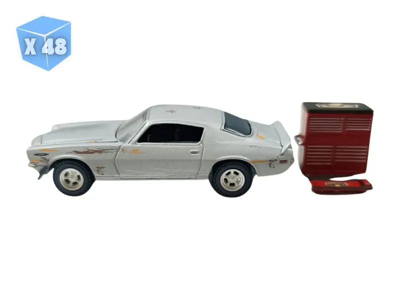 Pre-Order - 48 Pack 1970 Chevrolet Camaro – Cortez Silver Unrestored W/ Tool Cart And Creeper (The Hobby Shop Series 17) Diecast 1:64 Scale Model - Greenlight 97170C 1
