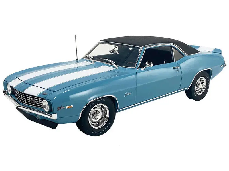 1969 Chevrolet Camaro Z/28 W/ Vinyl Top - Blue Diecast 1:18 Scale Model - Acme A1805732vt 1