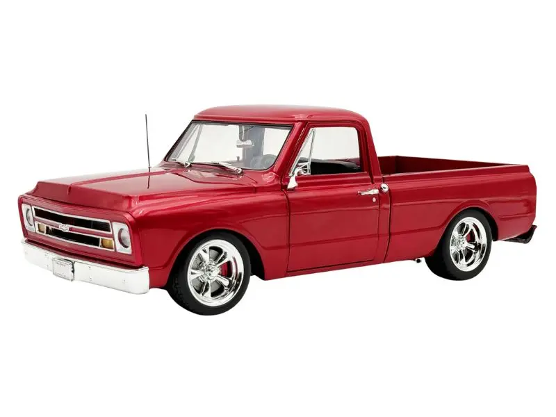 1967 Chevrolet C-10 Custom - Showtime Deep Red Metallic Diecast 1:18 Scale Model - Acme A1807222 1