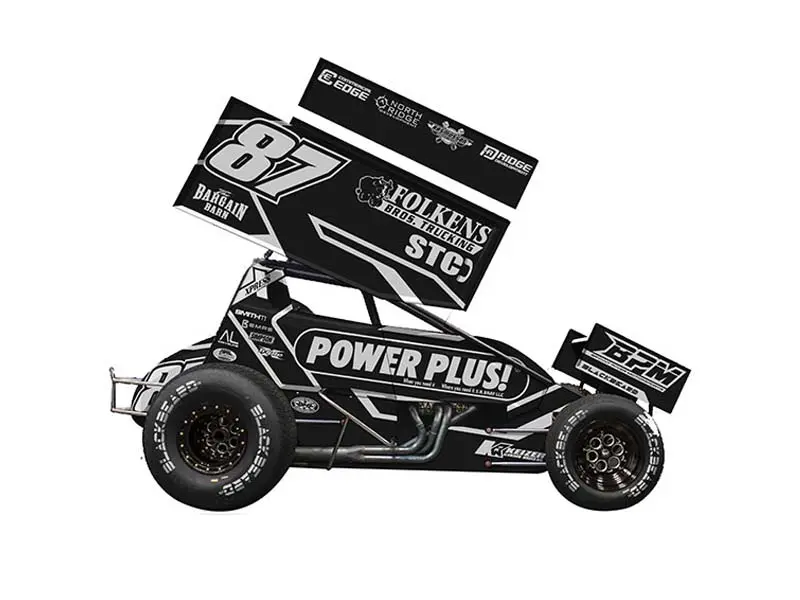 Pre-Order 2026 #87 Power Plus Sprint Car Black - Aaron Reutzel Diecast 1:64 Scale Model - Acme A5026009 1
