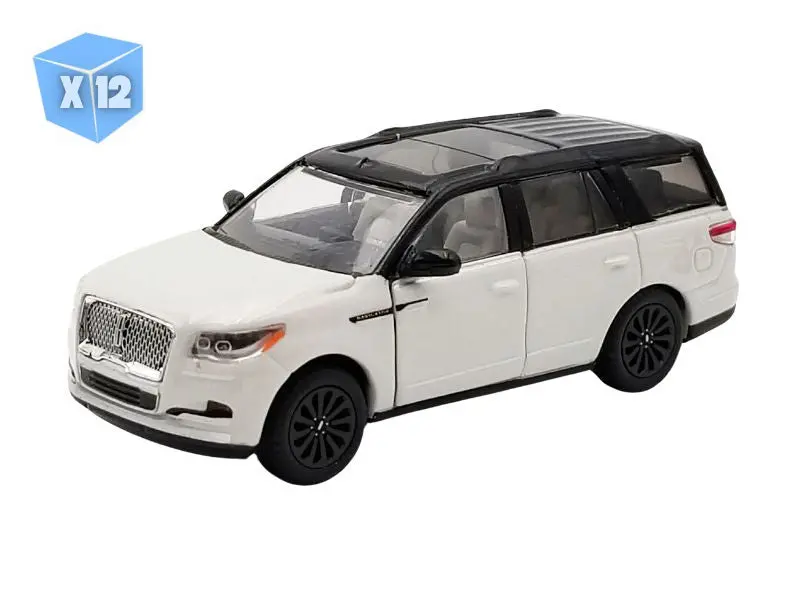 Pre-Order - 12 Pack 2024 Lincoln Navigator - Pristine White Metallic Diecast 1:64 Scale Model - Karson Diecast Co. A6410000 1