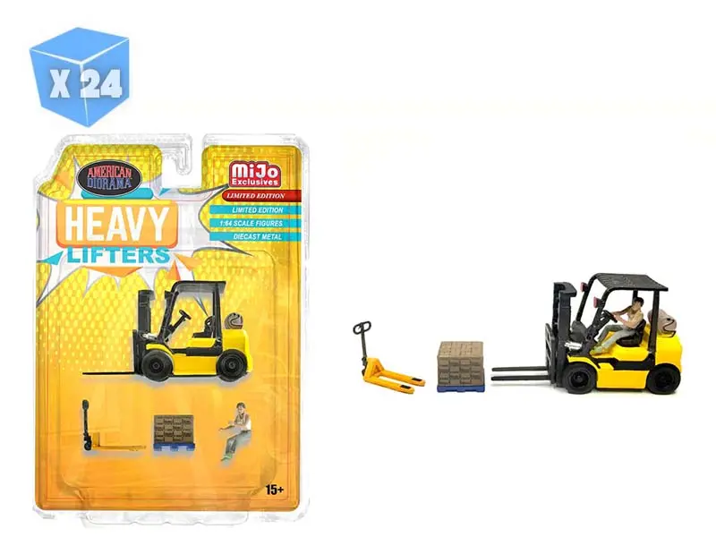 24 Pack Heavy Lifters Forklift Figures Set Diecast 1:64 Scale Model - American Diorama Ad2431 1