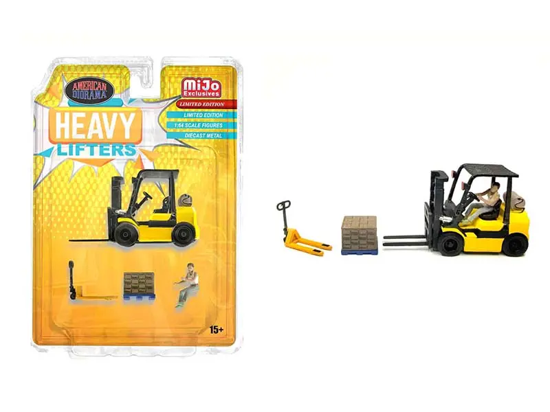 Heavy Lifters Forklift Figures Set Diecast 1:64 Scale Model - American Diorama Ad2431 1