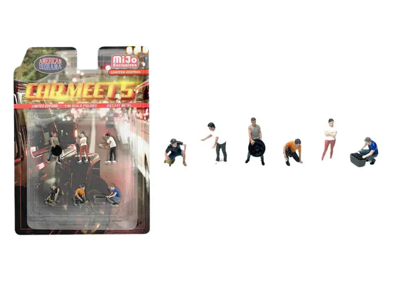 Car Meet 5 Figures Diecast 1:64 Scale Model - American Diorama Ad2432 1