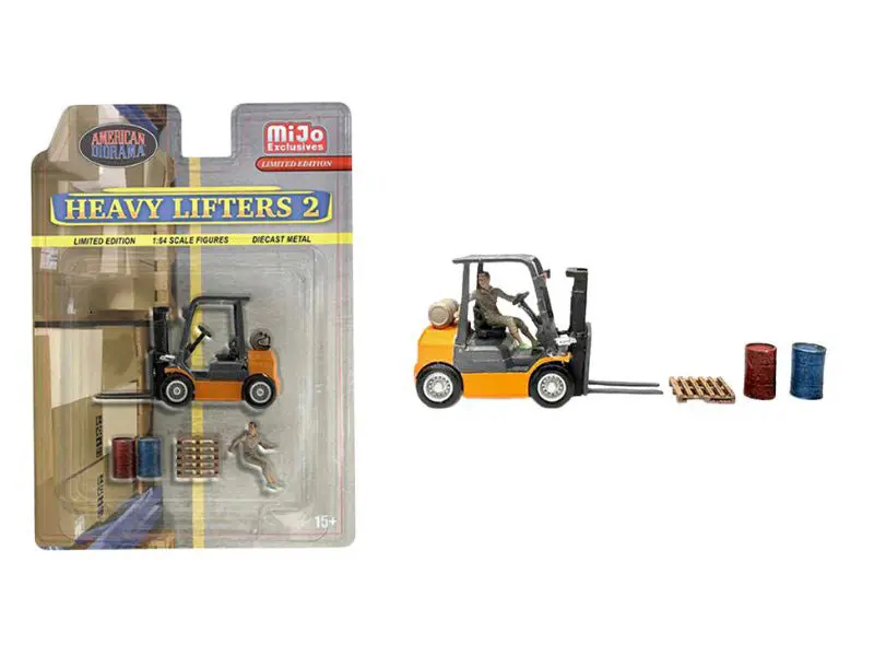 Heavy Lifters Forklift Set Ii Figures Diecast 1:64 Scale Model - American Diorama Ad2434 1