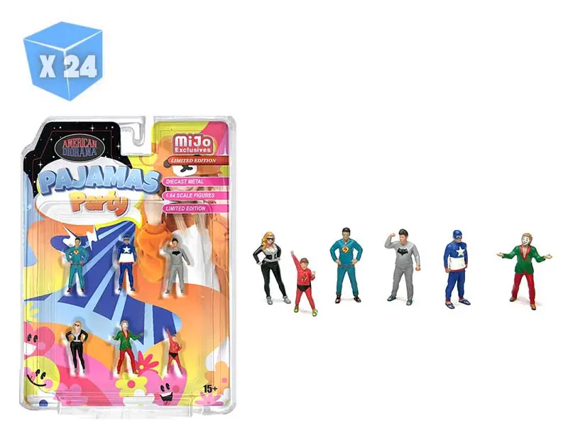 24 Pack Pajamas Party Figures Diecast 1:64 Scale Model - American Diorama Ad2436 1