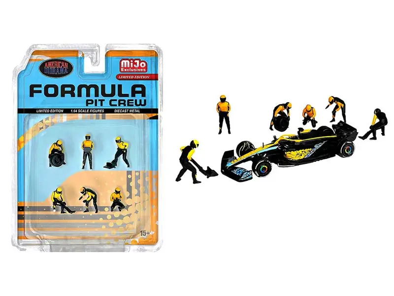 Pre-Order Formula Pit Crew Figures – Team Orange Diecast 1:64 Scale Model - American Diorama Ad2441 1