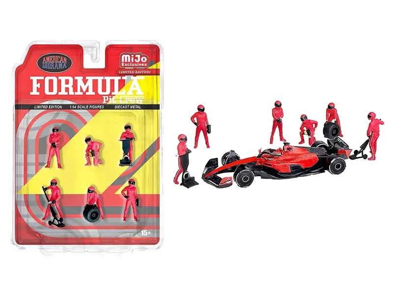 Pre-Order Formula Pit Crew Figures – Team Red Diecast 1:64 Scale Model - American Diorama Ad2443 1