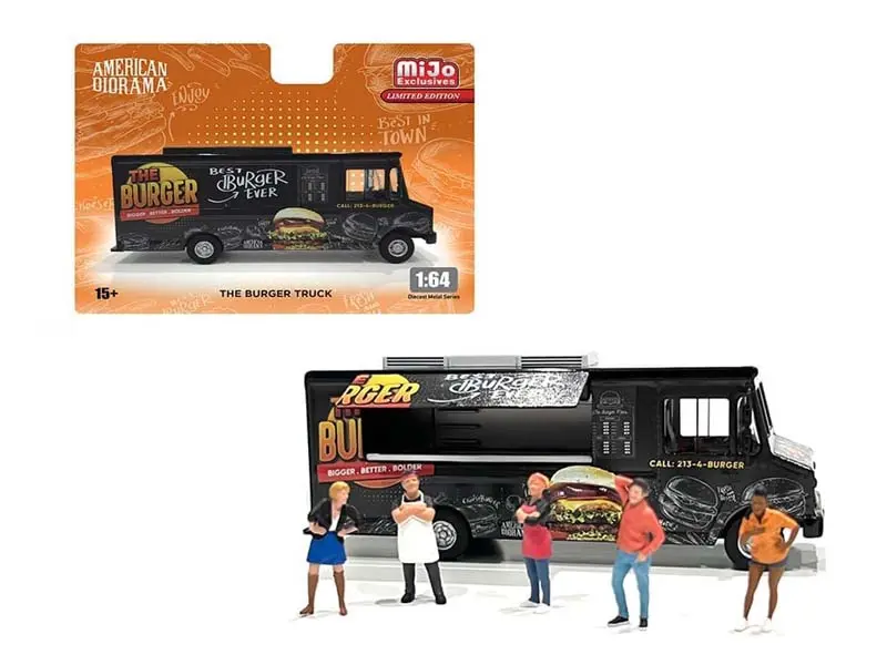 Food Truck The Burger Truck Diecast 1:64 Scale Model - American Diorama Ad70101 1