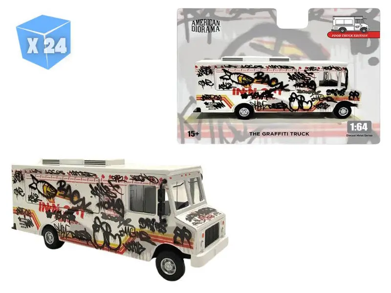 24 Pack Food Truck – Graffiti Style Diecast 1:64 Scale Model - American Diorama Ad70102 1
