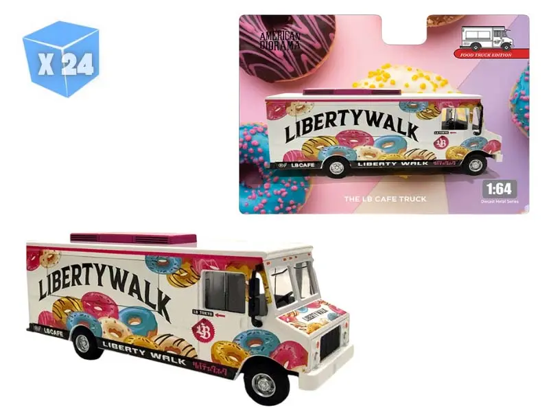 24 Pack Food Truck – Liberty Walk Lb Cafe Truck Diecast 1:64 Scale Model - American Diorama Ad70103 1