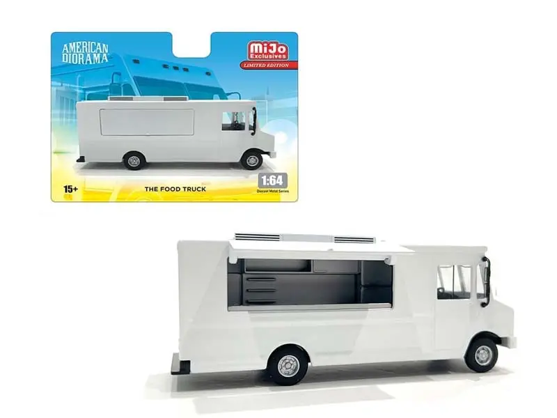 Food Truck Plain White Truck Diecast 1:64 Scale Model - American Diorama Ad70200 1