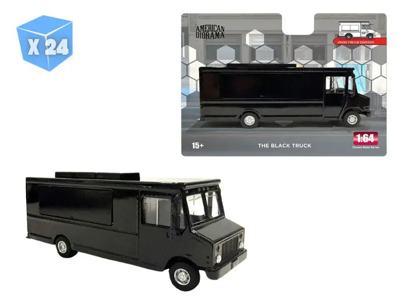 24 Pack Food Truck – Black Diecast 1:64 Scale Model - American Diorama Ad70201 1