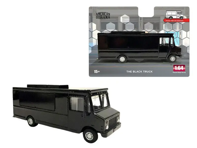 Food Truck – Black Diecast 1:64 Scale Model - American Diorama Ad70201 1