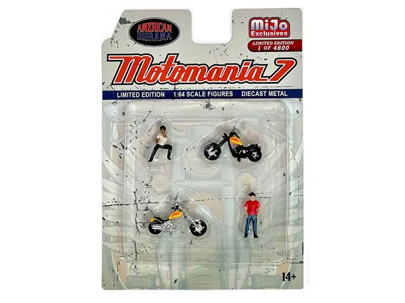 Motomania 7 Chopper Biker Diecast 1:64 Scale Model - American Diorama Ad76520 1