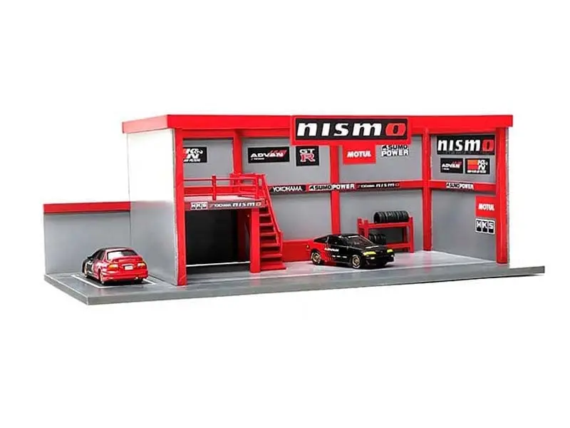 Garage Diorama W/ Advan Yokohama Stickers (Mijo) Diecast 1:64 Scale Model - American Diorama Ad76530 1