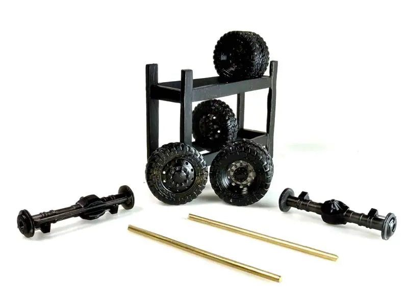 Cft Heavy Duty Forged Wheels W/ Mud Terrain Tires & Solid Lift Axles 1:64 Scale Model 1
