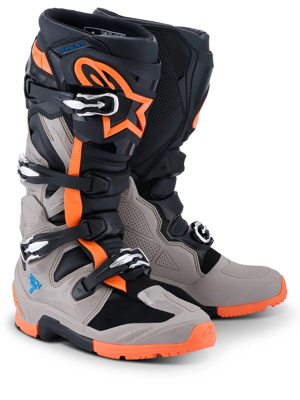 Alpinestars Tech 7 Enduro Boots - Black Warm Grey Orange Fluo 1