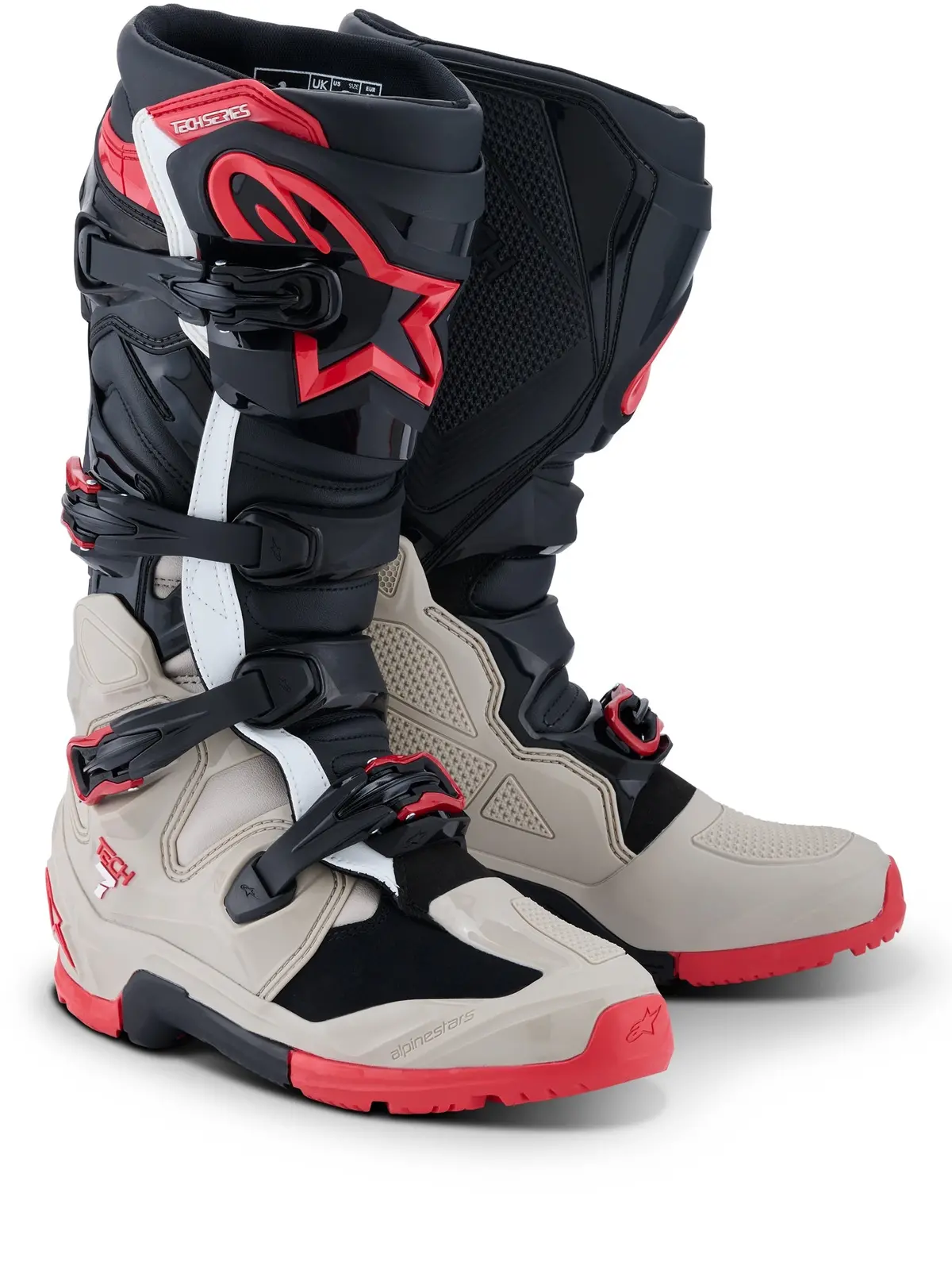 Alpinestars Tech 7 Enduro Boots - Black  Light Grey Bright Red 1
