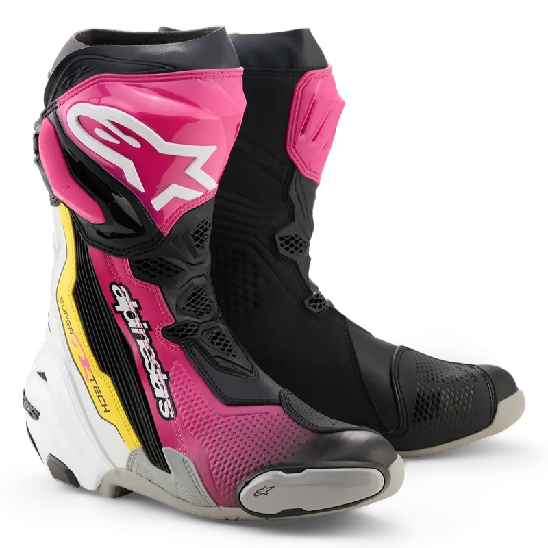 Alpinestars Supertech R V2 Boots - Black Magenta White Yellow 1