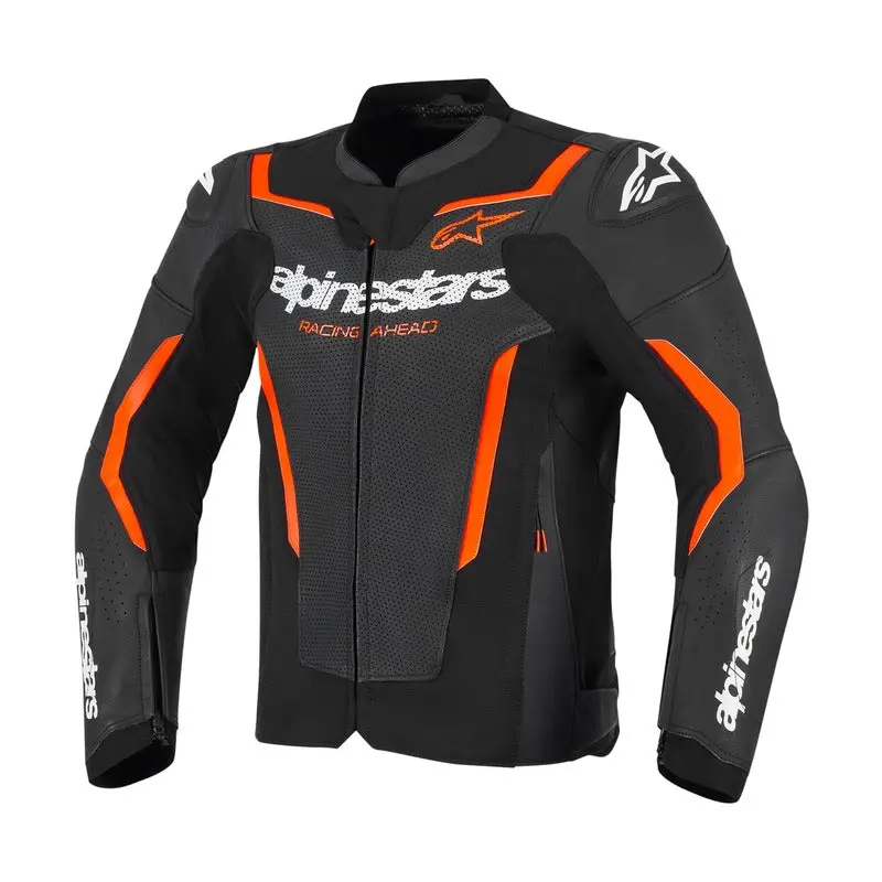 Alpinestars Gp Force V2 Leather Air Jacket - Black Fluro-Red 1