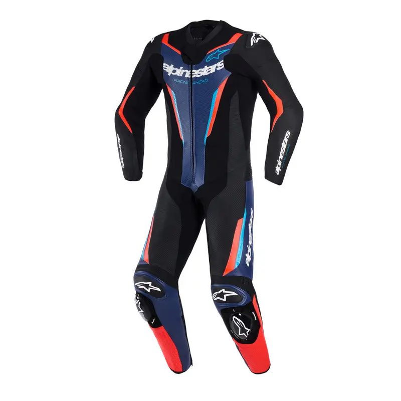 Alpinestars Gp Force V2 1 Pc Leather Suit - Black Blue Fluro Red 1
