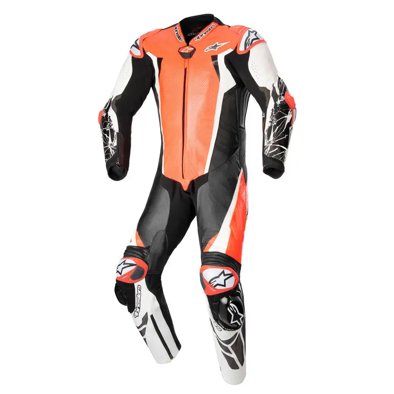Alpinestars Racing Absolute V2 1 Pc Leather Suit - Red Fluro White Black 1
