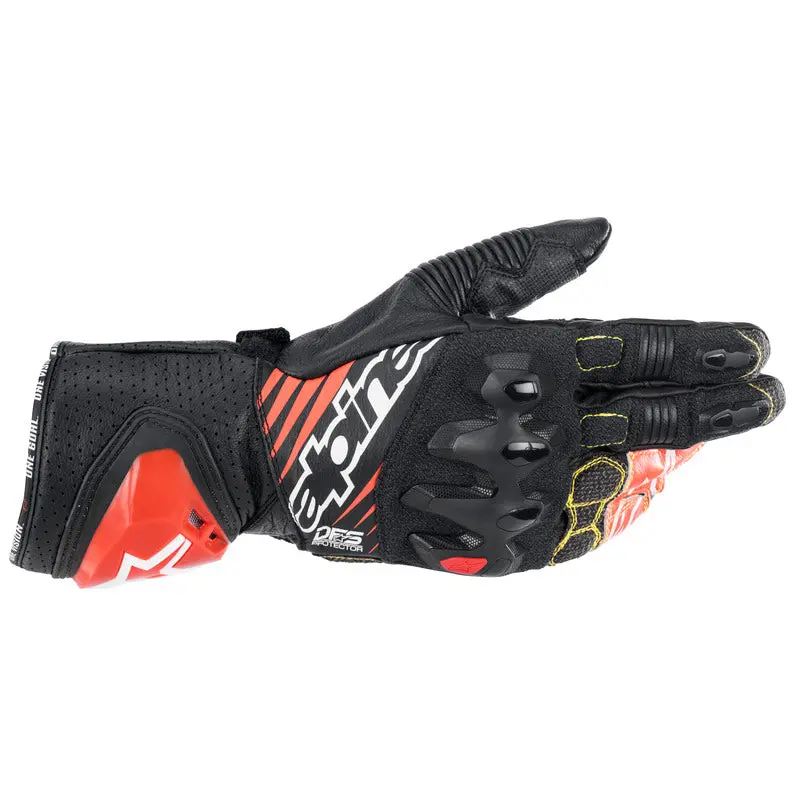 Alpinestars Gp Tech V2 Leather Gloves - Black White Fluro-Red 1