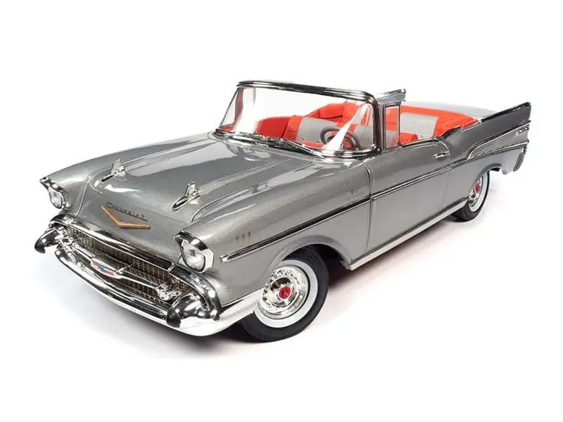 1957 Chevrolet Bel Air Convertible – Silver Diecast 1:18 Scale Model - Auto World Am307 1