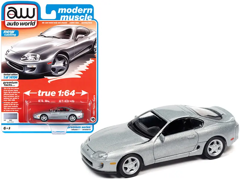 1993 Toyota Supra - Alpine Silver (Modern Muscle) Limited Edition Worldwide Diecast 1:64 Scale Model Car - Autoworld 64302A 1