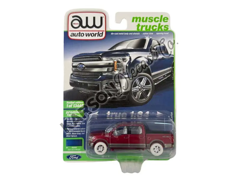 Chase 2019 Ford F-150 Lariat 4X4 Pickup - Blue Jeans Metallic (Muscle Trucks) Diecast 1:64 Scale Model - Autoworld 64322B 1