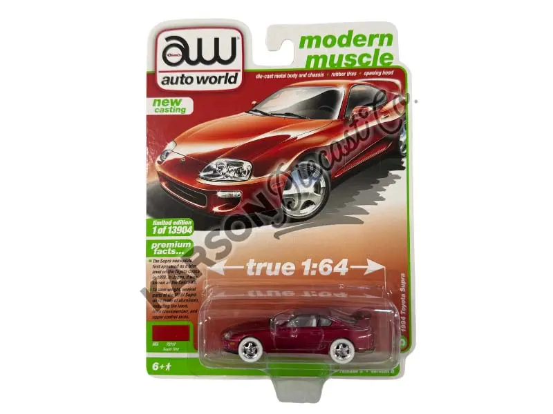 Chase 1994 Toyota Supra Super Red (Modern Muscle) Diecast 1:64 Scale Model - Autoworld 64322B 1