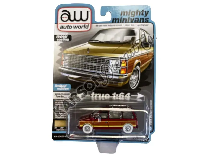 Chase 1984 Dodge Caravan Van Beige Crystal Metallic W/ Woodgrain Panels (Mighty Minivans) Diecast 1:64 Scale Model - Auto World 64392A 1